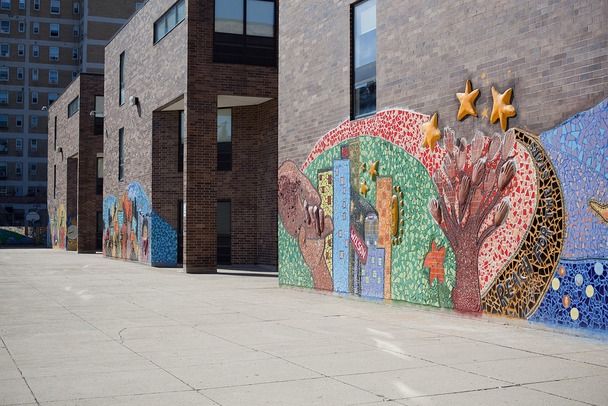 Mural on the side of the school